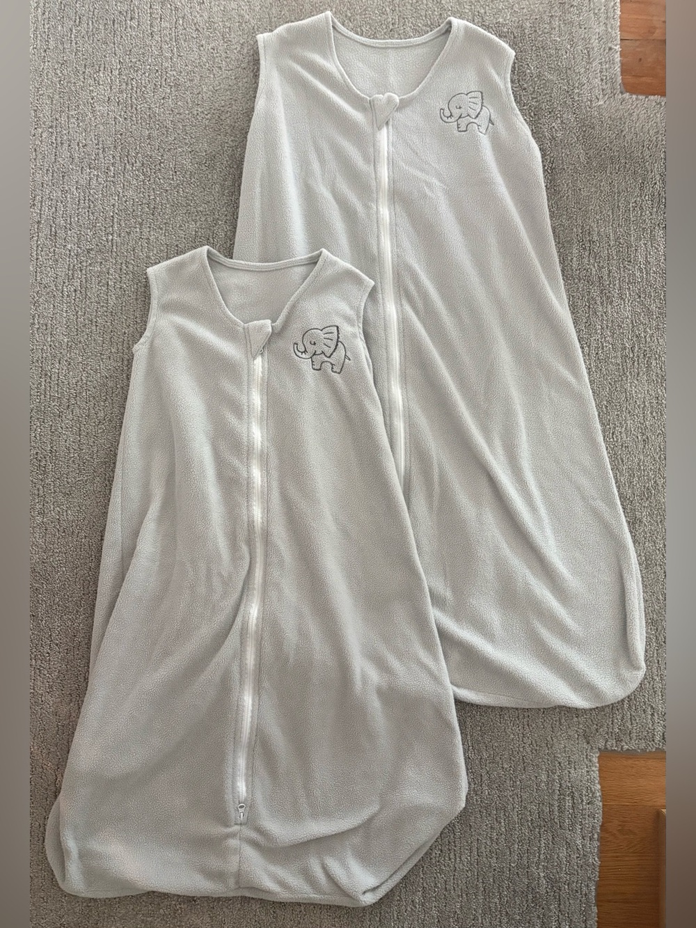 Bundle of 2 Large 12-18 month Baby Sleep Sacks with Elephant Embroidery